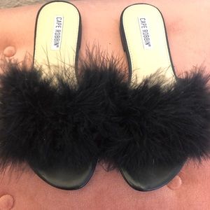 NEW Marabou feather fluffy slides slippers sandals